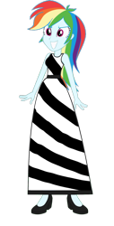 Size: 1024x2022 | Tagged: safe, artist:cartoonmasterv3, derpibooru import, rainbow dash, equestria girls, long dress, simple background, solo, transparent background, zebra dress