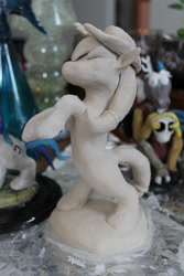 Size: 2848x4272 | Tagged: safe, artist:holyhell111, applejack, discord, draconequus, earth pony, pony, clay, female, irl, mare, rearing, sculpture
