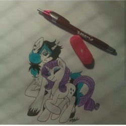 Size: 720x720 | Tagged: safe, rarity, oc, pony, unicorn, female, freehand, horn, traditional art