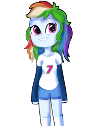 Size: 2250x3000 | Tagged: artist needed, source needed, safe, derpibooru import, rainbow dash, human, equestria girls, clothes, cute, dashabetes, jersey, simple background, solo, standing, white background