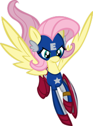 Size: 1024x1376 | Tagged: safe, artist:agentkirin, fluttershy, pegasus, pony, captain america, captain equestria, crossover, simple background, solo