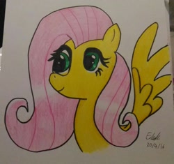 Size: 1713x1613 | Tagged: safe, artist:lizzyisme, fluttershy, pegasus, pony, female, mare, solo, traditional art