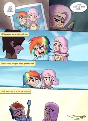 Size: 2978x4096 | Tagged: safe, artist:ringteam, derpibooru import, fluttershy, rainbow dash, human, comic:a certain confession, album, child, female, filly, filly fluttershy, filly rainbow dash, humanized, picture, speech bubble, younger