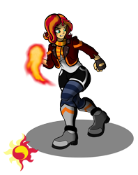 Size: 2037x2573 | Tagged: safe, artist:theomegas2, sunset shimmer, human, equestria girls, clothes, fiery shimmer, fingerless gloves, fire, gloves, simple background, transparent background