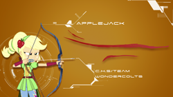 Size: 1920x1080 | Tagged: safe, artist:skyler910, derpibooru import, applejack, equestria girls, friendship games, archery, arrow, bow (weapon), bow and arrow, solo, vector, wallpaper, weapon