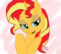 Size: 2904x2543 | Tagged: safe, artist:dawnbrightglint, derpibooru exclusive, sunset shimmer, pony, bedroom eyes, cute, shimmerbetes, solo