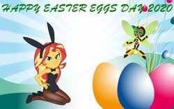 Size: 1024x641 | Tagged: safe, artist:cartoonmasterv3, sunset shimmer, equestria girls, bumblebee, bunny suit, dc superhero girls, playboy bunny