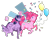 Size: 2038x1613 | Tagged: safe, artist:bpavlica, derpibooru import, pinkie pie, twilight sparkle, twilight sparkle (alicorn), alicorn, earth pony, pony, balloon, cup, female, magic, mare, realistic