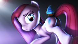 Size: 1920x1080 | Tagged: safe, artist:star-lightstarbright, pinkie pie, earth pony, pony, 3d, balloonbutt, cupcake, food, pinkamena diane pie, plot, solo