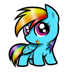 Size: 768x768 | Tagged: safe, artist:rainbow dash is best pony, derpibooru import, rainbow dash, pegasus, pony, chibi, cute, dashabetes, folded wings, open mouth, solo, wings