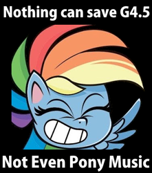 Size: 371x420 | Tagged: safe, anonymous artist, derpibooru exclusive, derpibooru import, edit, rainbow dash, pegasus, pony, my little pony: pony life, caption, drama, image macro, meme, nedm, ponified meme, pony life drama, quality, reference, shitposting, solo, stop changing the tags you autists, text