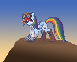 Size: 2738x2190 | Tagged: safe, artist:quintessantriver, derpibooru import, rainbow dash, pegasus, pony, boots, clothes, feminism, scarf, shoes, steampunk, watch