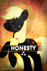 Size: 1024x1536 | Tagged: safe, artist:kibbiethegreat, applejack, earth pony, pony, applejack's hat, blonde, blonde mane, blonde tail, female, freckles, mare, rearing, signature, silhouette, solo, text