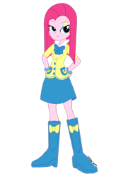 Size: 1536x2048 | Tagged: safe, artist:psshdjndofnsjdkan, pinkie pie, equestria girls, alternate universe, boots, bracelet, clothes, high heel boots, jewelry, pinkamena diane pie, school uniform, skirt, solo