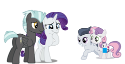 Size: 4388x2260 | Tagged: safe, artist:jawsandgumballfan24, rarity, rumble, sweetie belle, thunderlane, oc, alicorn, pegasus, pony, unicorn, alicorn oc