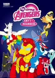 Size: 752x1063 | Tagged: safe, artist:257ravenwolf, applejack, pinkie pie, oc, earth pony, pony, ant-man, avengers, black panther, breeziefied, captain america, crossover, hawkeye, iron man, ponified, quicksilver (marvel comics), scarlet witch, superhero, thor, wasp