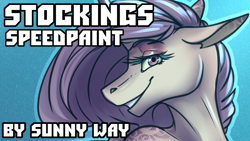 Size: 1280x720 | Tagged: safe, artist:sunny way, oc, oc only, oc:sumac spirit, anthro, unguligrade anthro, unicorn, breasts, clothes, cloven hooves, curved horn, erotica, female, horn, mare, patreon, patreon reward, pornhub, sexy, smiley face, smiling, socks, solo, speedpaint, stockings, thigh highs, video