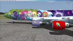 Size: 1366x768 | Tagged: safe, artist:electrahybrida, derpibooru exclusive, applejack, fluttershy, pinkie pie, rainbow dash, rarity, sci-twi, sunset shimmer, twilight sparkle, alicorn, equestria girls, boeing, boeing 747, humane five, humane seven, humane six, plane, the rainbooms, the rainbooms tour plane