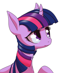 Size: 500x600 | Tagged: safe, artist:stoic5, derpibooru import, twilight sparkle, pony, unicorn, bust, female, mare, portrait, simple background, smiling, solo, white background