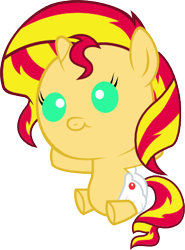 Size: 306x413 | Tagged: safe, artist:rockint765, sunset shimmer, pony, unicorn, baby, baby pony, babyset shimmer, base used, diaper, female, simple background, solo, transparent background, vector