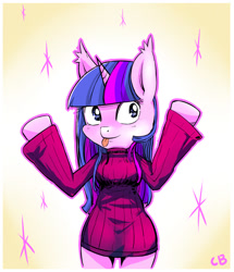 Size: 999x1162 | Tagged: safe, artist:coldbest, derpibooru import, twilight sparkle, anthro, clothes, solo, tongue out