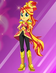 Size: 700x900 | Tagged: safe, sunset shimmer, equestria girls, legend of everfree, clothes, crystal guardian, dress up, female, ponied up, pony ears, solo, starsue, super ponied up