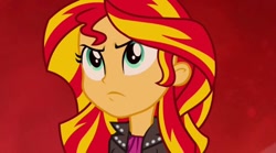 Size: 512x285 | Tagged: safe, screencap, sunset shimmer, equestria girls, rainbow rocks, clothes, female, jacket, solo