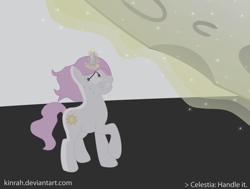 Size: 1214x917 | Tagged: safe, artist:kinrah, princess celestia, alicorn, pony, 2017 solar eclipse, atg 2017, cewestia, eclipse, female, filly, magic, moon, newbie artist training grounds, pink-mane celestia, younger