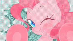 Size: 1366x768 | Tagged: safe, artist:banditrant, artist:qpqp, derpibooru import, edit, pinkie pie, earth pony, pony, against glass, glass, one eye closed, solo, wallpaper, wallpaper edit, wink