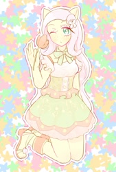 Size: 532x785 | Tagged: safe, artist:nemucure, fluttershy, anthro, clothes, dress, solo