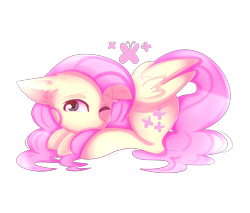 Size: 3313x2820 | Tagged: safe, artist:kurochhi, fluttershy, pegasus, pony, curled up, cute, shyabetes, solo