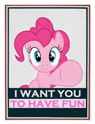 Size: 762x996 | Tagged: safe, artist:dashiesparkle, artist:slb94, pinkie pie, earth pony, pony, bronybait, happy, i want you, pointing, poster, propaganda, uncle sam