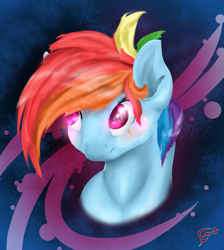 Size: 1392x1556 | Tagged: safe, artist:falling-stars-1, derpibooru import, rainbow dash, pegasus, pony, blushing, bust, female, mare