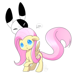 Size: 1030x1042 | Tagged: safe, artist:haydee, fluttershy, pegasus, pony, rabbit, nom, simple background, solo, transparent background