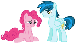 Size: 735x419 | Tagged: safe, pinkie pie, thunderbass, pegasus, pony, equestria girls, equestria girls ponified, pinkiebass, ponified, shipping, simple background, vector, white background