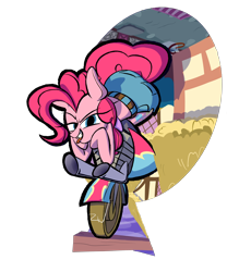 Size: 4500x5400 | Tagged: safe, artist:animation100, pinkie pie, earth pony, pony, absurd resolution, clothes, jeans, looking at you, mares of harmony, motorcycle, pants, solo