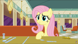 Size: 1920x1080 | Tagged: safe, edit, edited screencap, screencap, fluttershy, mr. waddle, pegasus, pony, the saddle row review, diner, discovery family logo, meme, smug