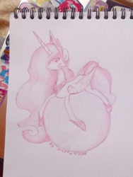 Size: 848x1125 | Tagged: safe, artist:marta4708, princess celestia, alicorn, pony, misleading thumbnail, monochrome, photo, pony bigger than a planet, sketch, solo, sun, tangible heavenly object, traditional art