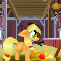 Size: 501x501 | Tagged: safe, artist:mistressfabulous, applejack, earth pony, pony, filly, filly applejack, packaging, solo, sweet apple acres, younger