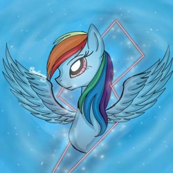 Size: 800x800 | Tagged: safe, artist:diamond star, derpibooru import, rainbow dash, pegasus, pony, bust, female, mare, solo, spread wings, wings