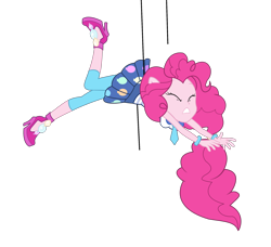 Size: 4500x4095 | Tagged: safe, artist:remcmaximus, pinkie pie, equestria girls, friendship games, absurd resolution, blooper, bracelet, clothes, dangling, eyes closed, friendship games bloopers, high heels, outtakes, ponied up, school spirit, simple background, solo, struggling, transparent background, vector, wires