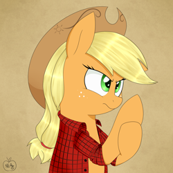 Size: 1600x1600 | Tagged: safe, artist:notenoughapples, applejack, earth pony, pony, clothes, shirt, solo