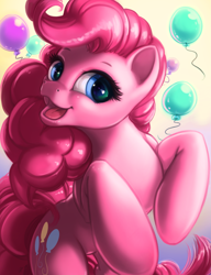 Size: 2975x3875 | Tagged: safe, artist:namele7, pinkie pie, earth pony, pony, female, mare, pink coat, pink mane, rearing, solo