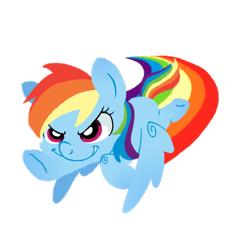 Size: 600x600 | Tagged: safe, artist:yokokinawa, derpibooru import, rainbow dash, pegasus, pony, chibi, flying, lineless, rainbow trail, simple background, transparent background