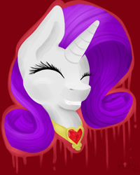 Size: 1024x1280 | Tagged: safe, artist:pprinceran, artist:prince-ran, rarity, pony, unicorn, abstract background, bust, eyes closed, female, heart necklace, mare, open mouth, smiling, solo