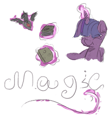 Size: 523x584 | Tagged: safe, artist:ponykai, derpibooru import, twilight sparkle, twilight sparkle (alicorn), alicorn, pony, alicorn amulet, book, magic, solo