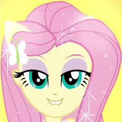 Size: 646x646 | Tagged: safe, screencap, fluttershy, equestria girls, friendship games, cropped, lip bite, ponied up, solo, transformation