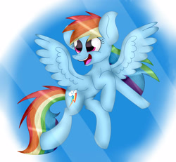Size: 2545x2356 | Tagged: safe, artist:tomboygirl45, derpibooru import, rainbow dash, pegasus, pony, female, flying, happy, mare, smiling, solo, spread wings, wings