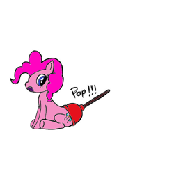 Size: 600x600 | Tagged: safe, artist:goofermutt, artist:luciancat, pinkie pie, earth pony, pony, colored, plunger, sitting