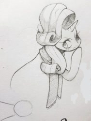 Size: 960x1280 | Tagged: safe, artist:pinkieeighttwo, rarity, pony, unicorn, monochrome, sketch, solo, traditional art